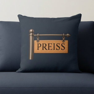 Personalized Last Name Wooden Hanging Sign Pillow