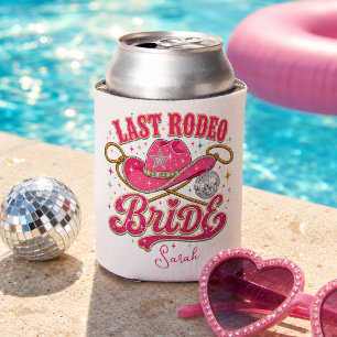 Personalized Last Rodeo Bride Squad Disco Cowgirl  Can Cooler