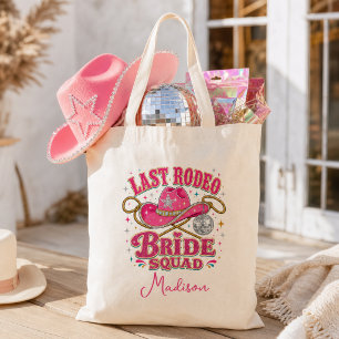 Personalized Last Rodeo Bride Squad Disco Cowgirl Tote Bag