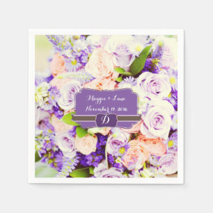 Personalized Lavendar Floral Wedding Napkins