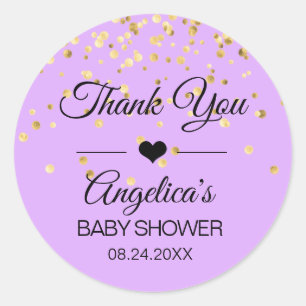 Personalized Lavender and Gold Baby Shower Labels