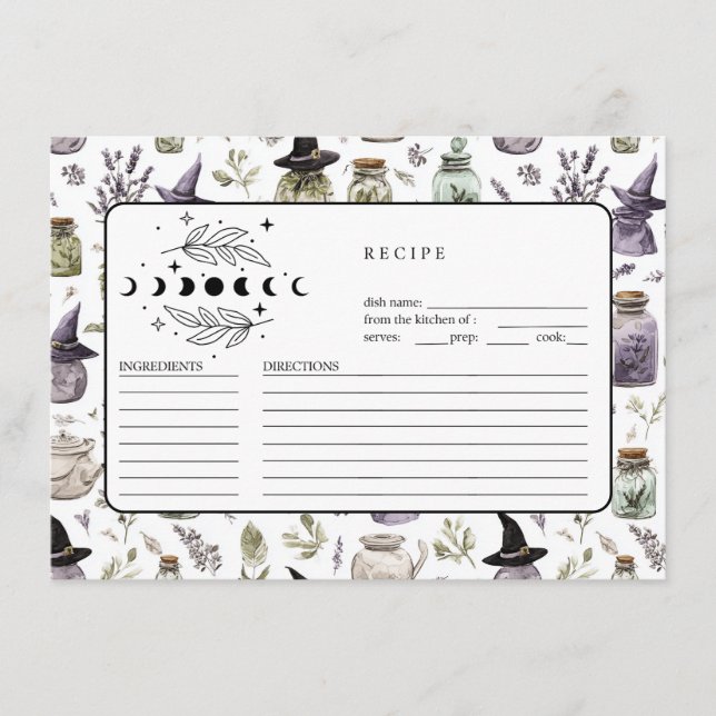 Personalized Lavender & Apothecary Recipe Cards (Front)