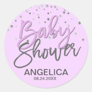 Personalized LAVENDER Baby Shower Labels Seals