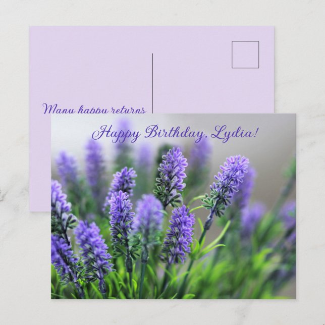 Personalized Lavender Birthday Card (Front/Back)