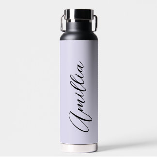 Personalized Lavender Black Script  Wedding Water  Bottle