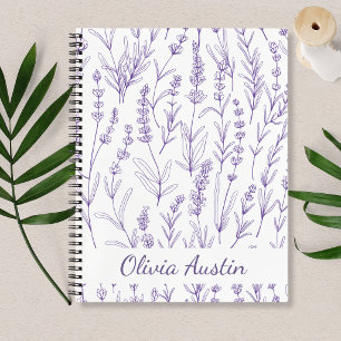 Personalized Lavender Botanical Elegant Minimalist Notebook