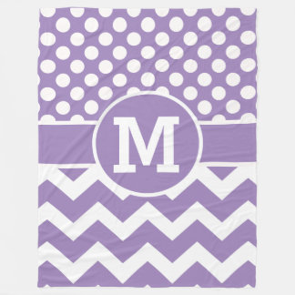 Personalized Lavender Chevron Polka Dots Pattern Fleece Blanket
