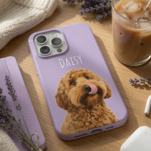 Personalized Lavender Dog Photo Custom iPhone 15 Pro Case