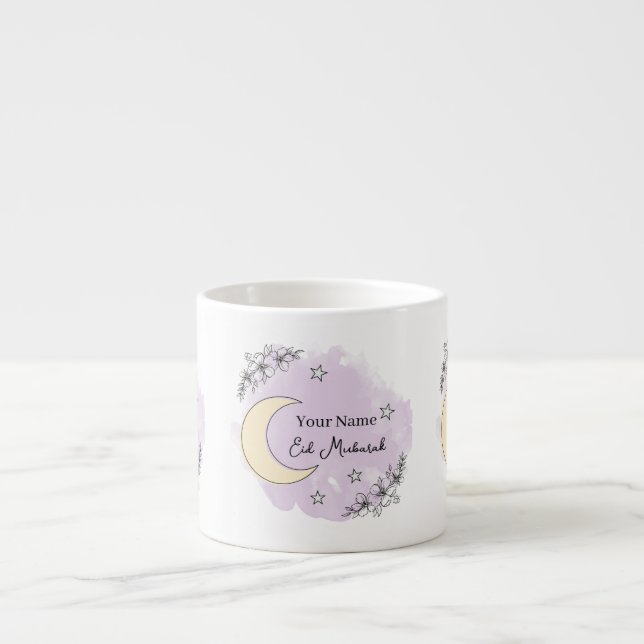 Personalized Lavender Eid Mubarak Espresso Mug (Devant)