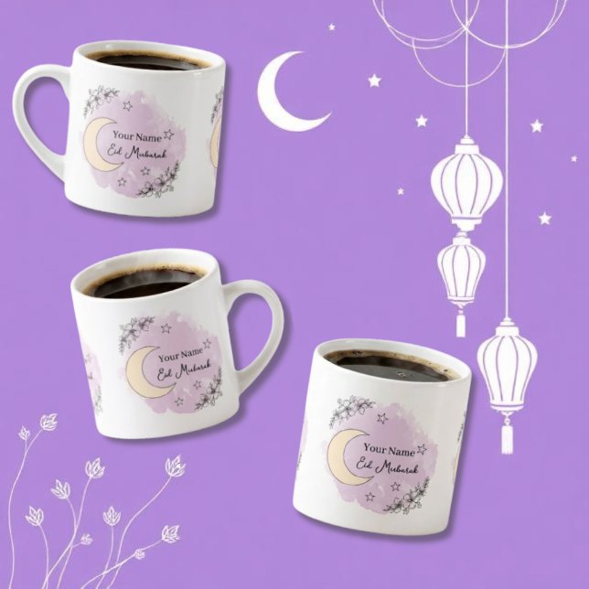 Personalized Lavender Eid Mubarak Espresso Mug (Creator Uploaded)