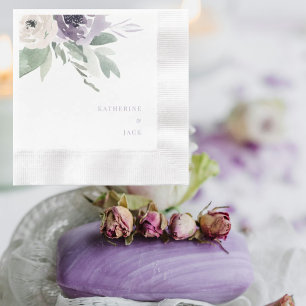 Personalized Lavender Floral Wedding Coined Napkin