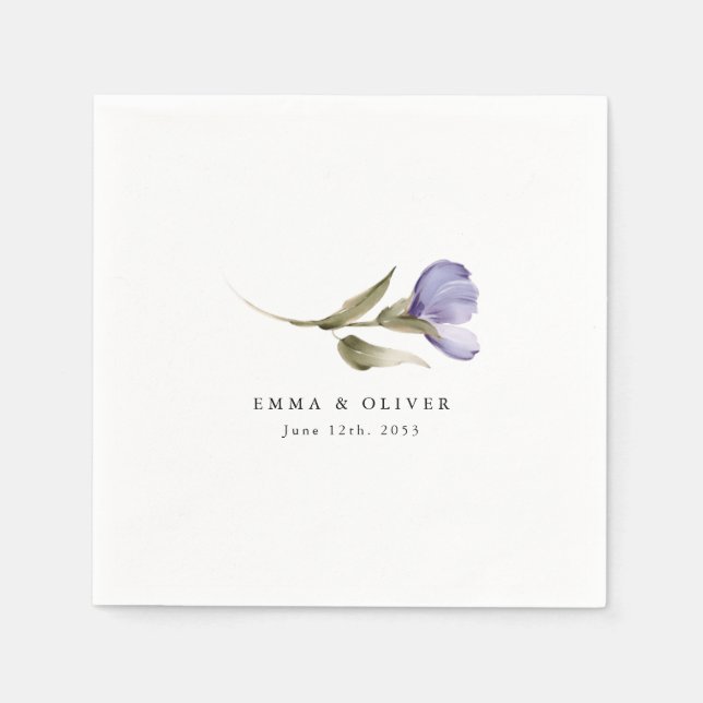 Personalized Lavender Floral Wedding Napkin (Front)
