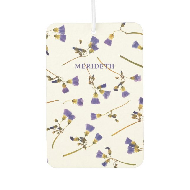 Personalized Lavender Flowers on White Air Freshener (Front)