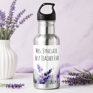 Personalized Lavender Flowers Teacher Appreciation 532 Ml Water Bottle