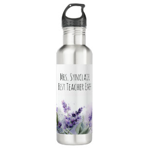 Personalized Lavender Flowers Teacher Appreciation 710 Ml Water Bottle