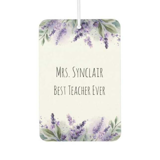 Personalized Lavender Flowers Teacher Appreciation Air Freshener (Front)