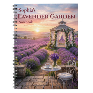 Personalized Lavender Garden Spiral Notebook