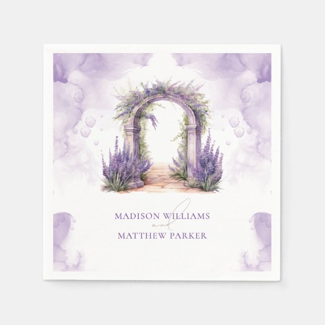 Personalized Lavender Garden Wedding Napkin (Front)