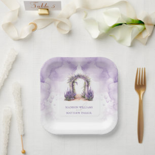 Personalized Lavender Garden Wedding Paper Plate