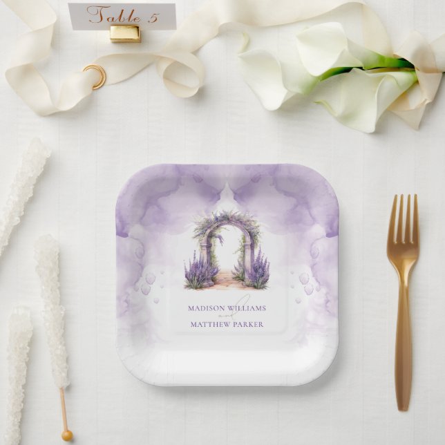 Personalized Lavender Garden Wedding Paper Plate (Wedding)