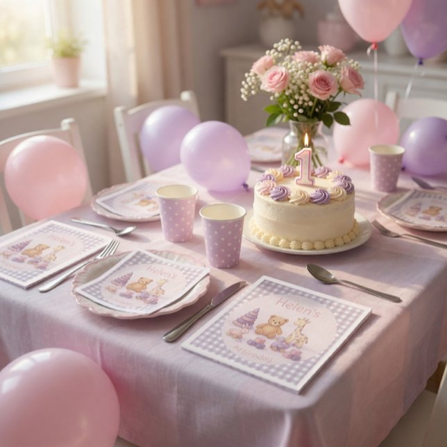 Personalized Lavender Gingham Baby Shower Napkins (Creator Uploaded)