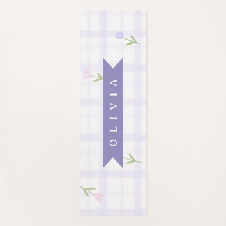 Personalized Lavender Gingham Floral Name Gift Yoga Mat
