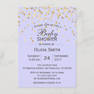 Personalized Lavender Gold Baby Shower Invites