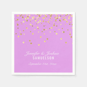 Personalized LAVENDER Gold Confetti Wedding Napkin