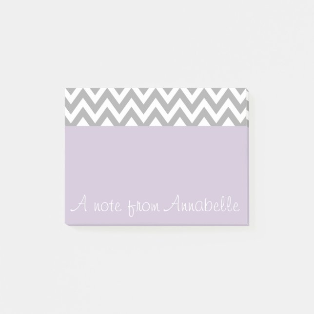 Personalized Lavender Grey Post It Notes (Front)