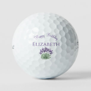 Personalized Lavender Happy Birthday Titleist Golf Balls