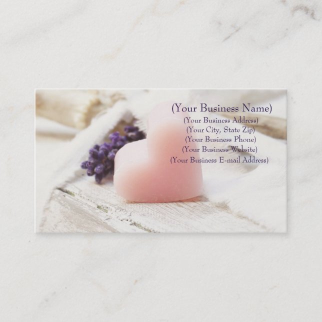 Personalized Lavender Heart Soap Farmhouse Style Business Card (Front)