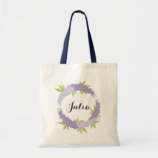 Personalized Lavender Larkspur Floral Tote Bag