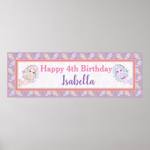 Personalized Lavender Mermaid Birthday Banner Poster