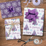 Personalized Lavender Merry Christmas Tree Script Wrapping Paper Sheet<br><div class="desc">Create your own personalized coordinated set of lavender and purple novelty Christmas giftwrap with your choice of greeting (the sample shows MERRY CHRISTMAS) and your name or other custom text in a modern, trendy handwritten script font, a watercolor Christmas tree and snowflakes pattern. ASSISTANCE: For help with design modification or...</div>