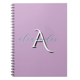 Personalized Lavender Monogram Custom Name Notebook