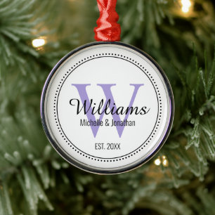Personalized Lavender Newlywed  Metal Ornament