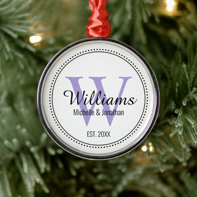 Personalized Lavender Newlywed  Metal Ornament (Tree)