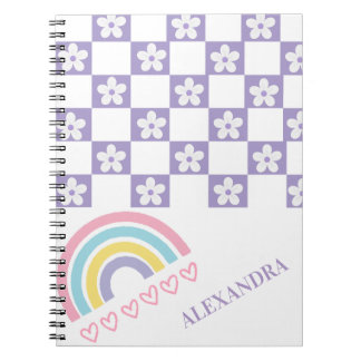 Personalized Lavender Pastel Rainbow Notebook 