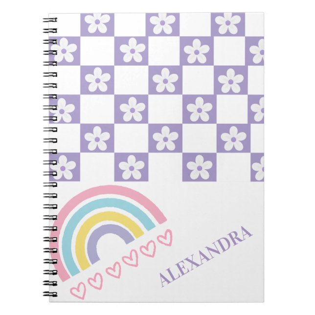 Personalized Lavender Pastel Rainbow Notebook  (Front)