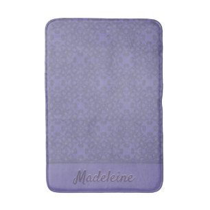 Personalized lavender pattern bath mat