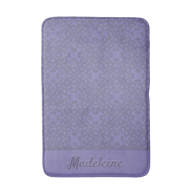 Personalized lavender pattern bath mat (Front Vertical)