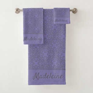 Personalized lavender pattern bath towel set