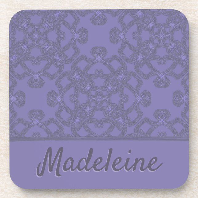 Personalized lavender pattern coaster (Front)