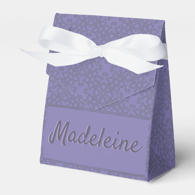 Personalized lavender pattern favor box (Front Side)