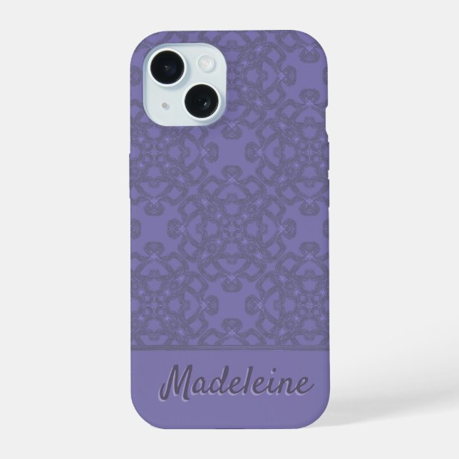 Personalized lavender pattern iPhone 15 case (Back)
