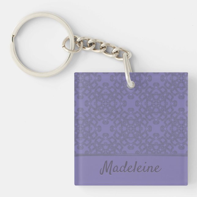 Personalized lavender pattern keychain (Front)