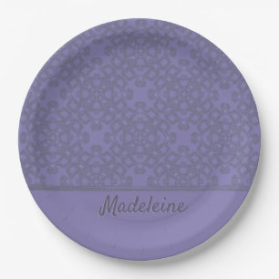 Personalized lavender pattern paper plate