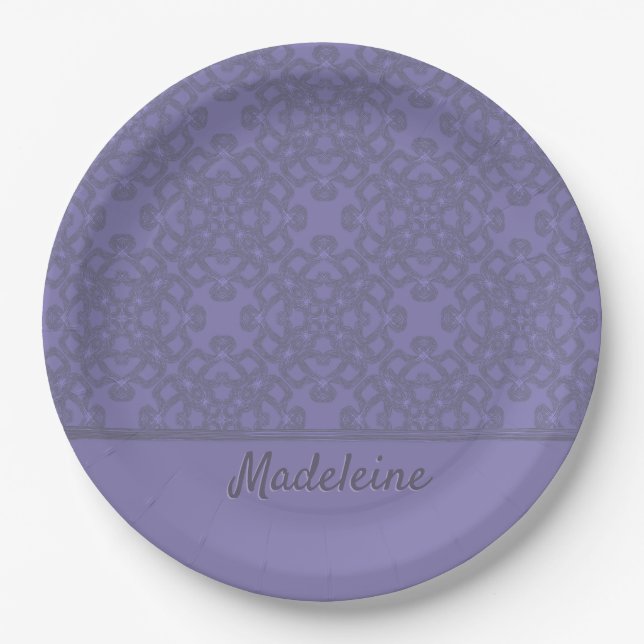 Personalized lavender pattern paper plate (Front)