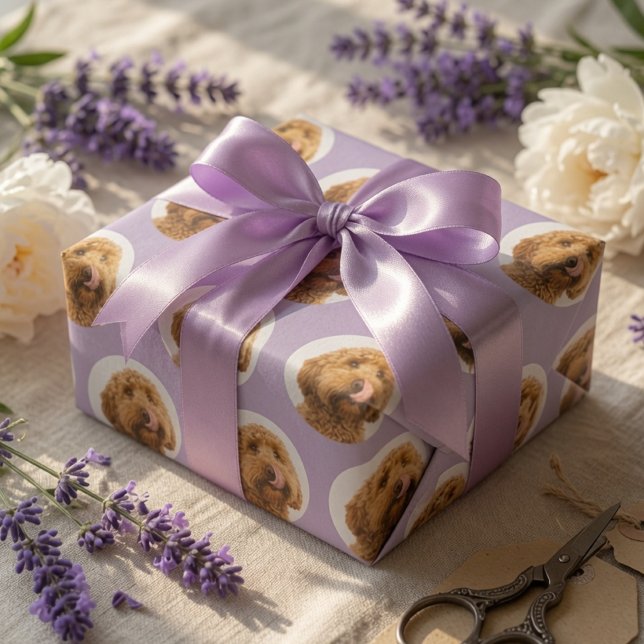 Personalized Lavender Pet Face  Wrapping Paper (Creator Uploaded)
