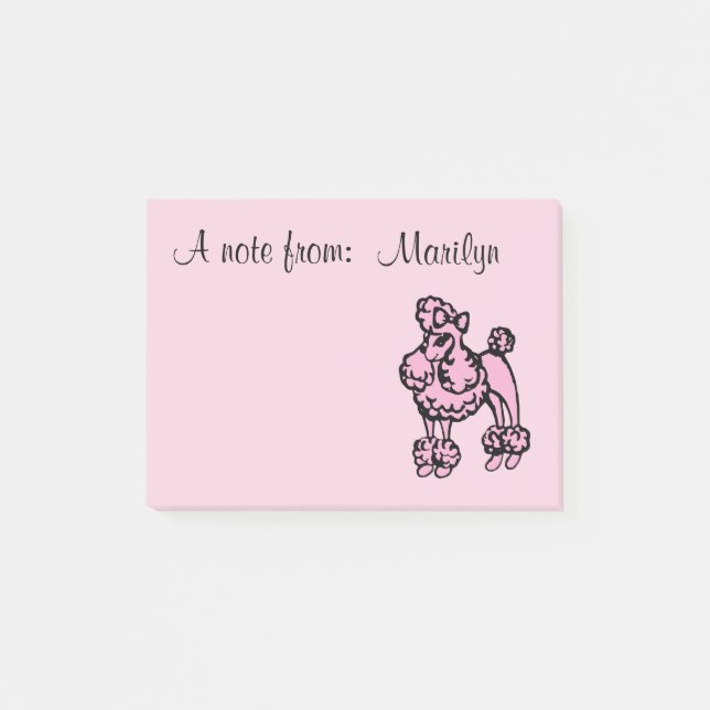 Personalized Lavender Poodle Post It Notes (Front)